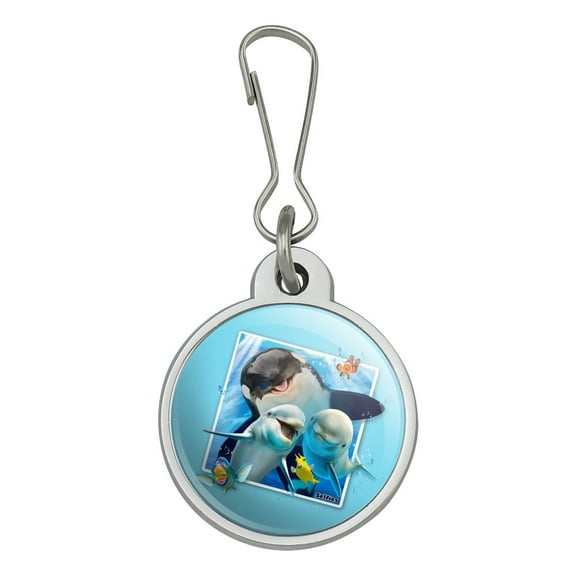 Ocean Selfie Picture Orca Killer Whale Dolphins Jacket Handbag Purse Luggage Backpack Zipper Pull Charm