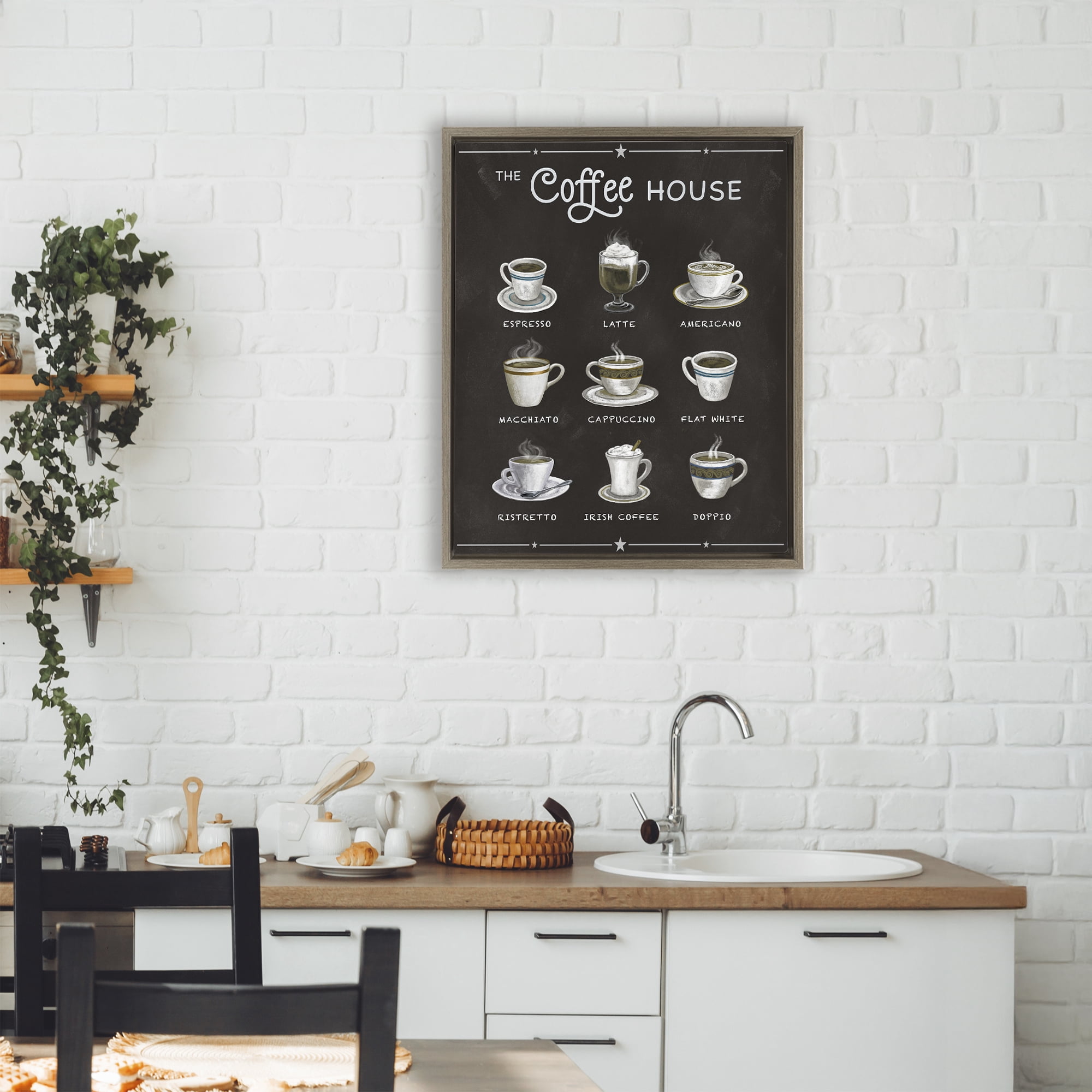 Stupell Industries The Coffee House Menu Brown Framed Floater Canvas Wall Art, design by Conrad Knutsen