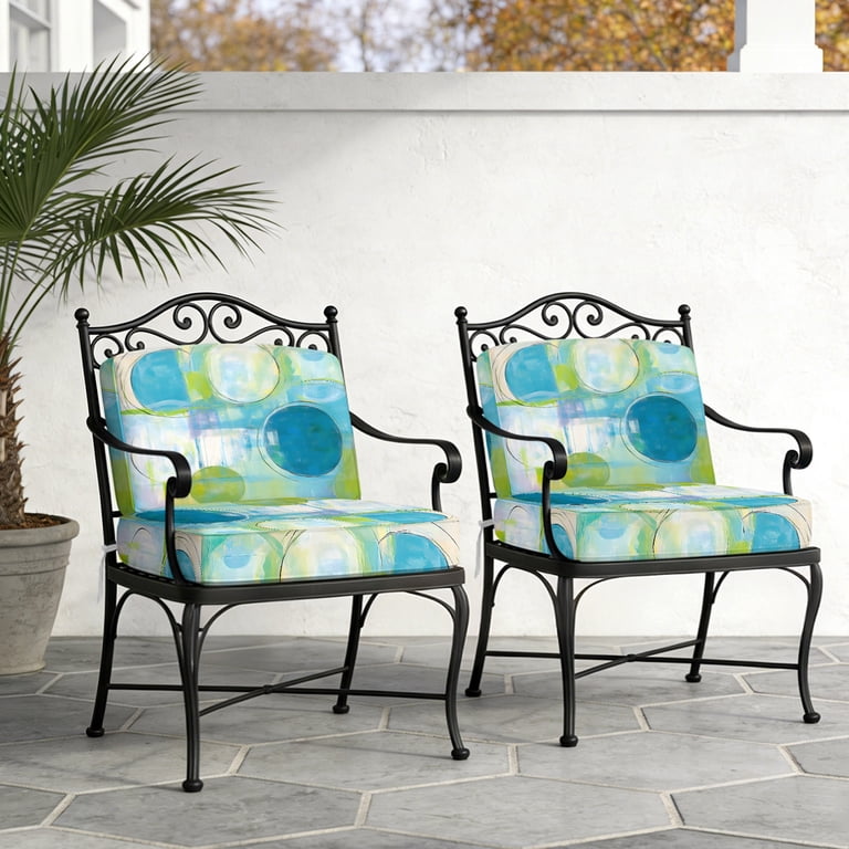 Blue Gradient Color Block Outdoor Seat Cushion Covers Set of 2 ...