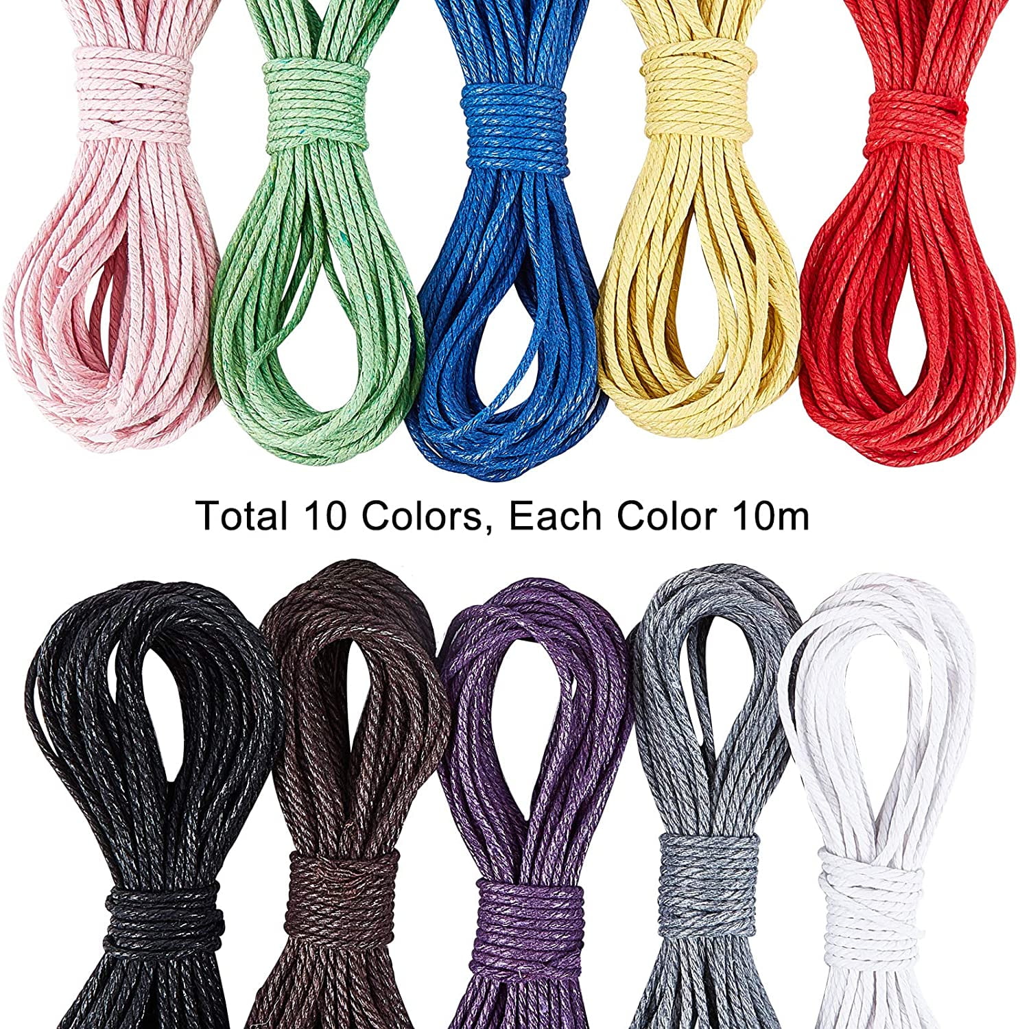 1 Set Cotton String Threads for Jewelry Making 3-Ply Mixed Color 2.3mm 10bundles/set