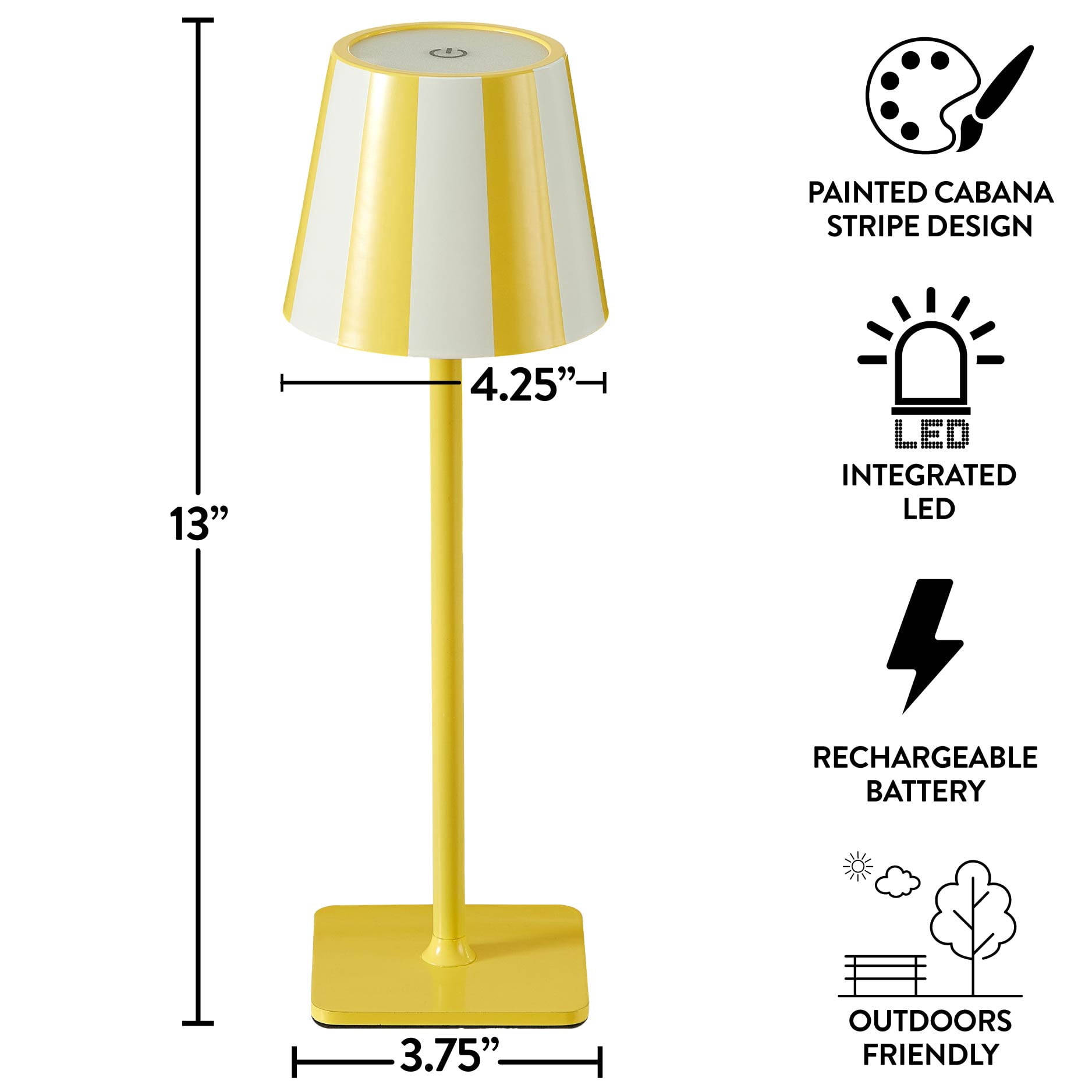Mainstays 13" Indoor/Outdoor Rechargeable Yellow Stripe Table Lamp 2 Pack