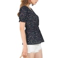 thumbnail image 4 of Allegra K Women's Faux Placket Ruffle Hem Puff Sleeve Button Decor Peplum Top, 4 of 6
