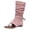 Pink, variant on Womens Roman Beach Flat Flip Flops Slouchy Mid Calf Dress Boots Vintage Casual Suede Buckles Wedge Low Heel Thong Western Cowboy Cowgirl Sandals Pink Size 8