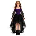 thumbnail image 3 of Girls Gothic Off Shoulder Party Dress, Lace Long Sleeve Corset High Low Tulle Dress, Halloween Christmas Witch Role Play Costume Dress Birthday Holiday Daily Wearfor Girls Ages 7-12, 3 of 8