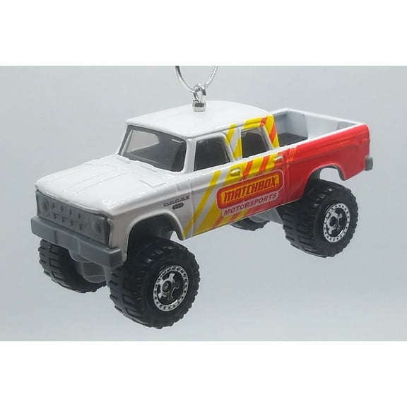 Christmas Ornament for 1968 Dodge D200 Truck White Red Yellow