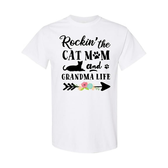 Inktastic Rockin' the Cat Mom and Grandma Life T-Shirt