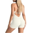 thumbnail image 7 of Maqroz Women's Backless Strappy Romper Seamless Athletic Jumpsuit for Yoga Gym Workout, Cross Back Bodysuit With Compression Bottoms, 7 of 7