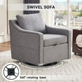 thumbnail image 3 of Linen Fabric 360° Swivel Accent Chair with Upholstered,One Back Pillow,Armrest with Rivets Craftsmanship, Single Sofa Chair with High Backrest for Living room,Gray, 3 of 5