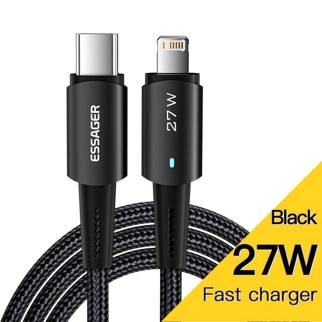 Cable USB C Essager para IPhone 14 13 12 11 pro Max XS 20W Cable de carga rápida tipo C a Cable de fecha de iluminación para iPad Macbook Tan Jianjun unisex