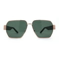 thumbnail image 2 of Womens Metal Rim Oversize Mafia Mob Fashion Sunglasses Gold Black Green, 2 of 4