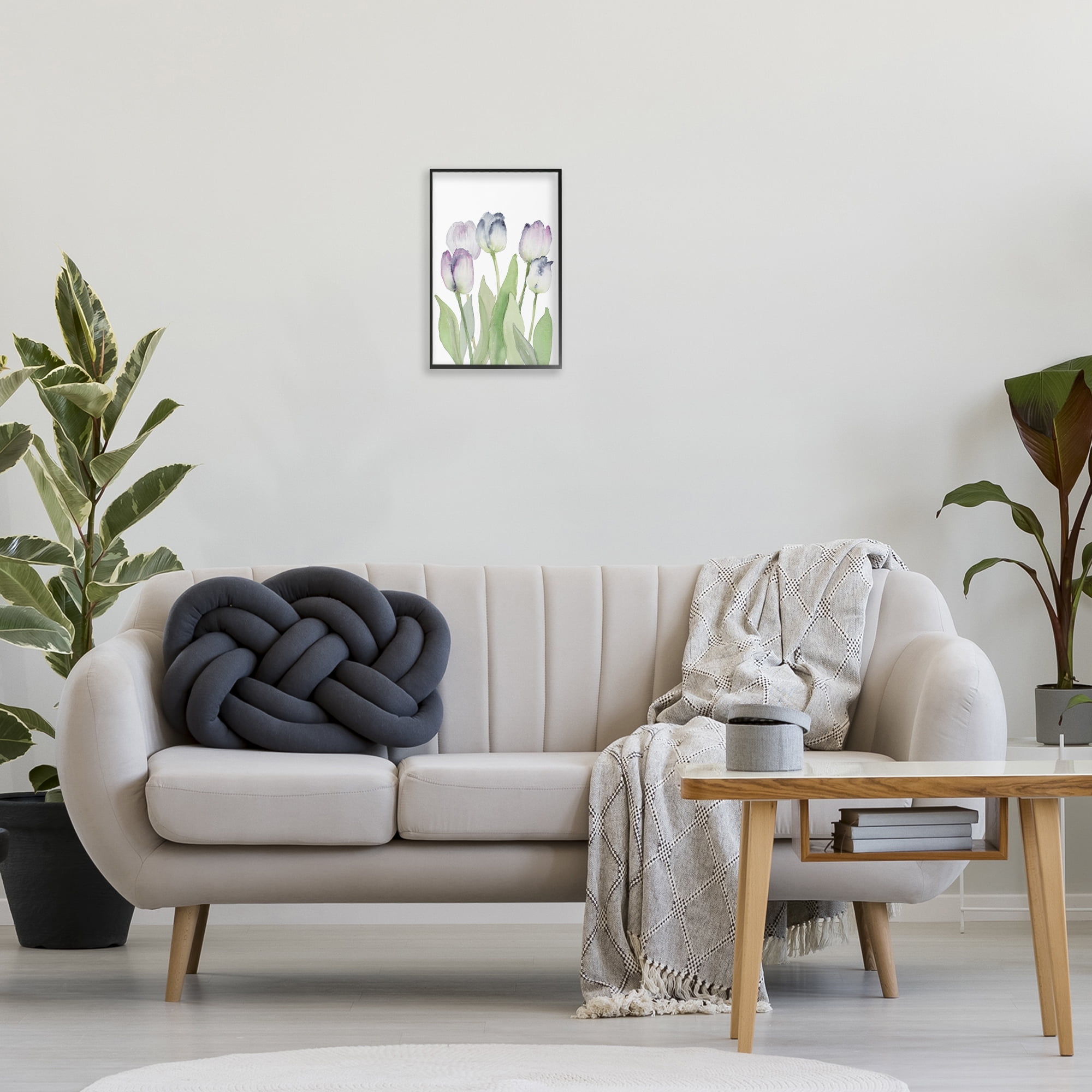 Stupell Industries Soft Garden Tulips Botanical & Floral Painting Black Framed Art Print Wall Art, 12 x 18
