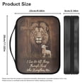 thumbnail image 5 of FKELYI Bible Cover with Handle Faux Leather Bible Case Brown Lion Lanb Cross Print Book Cover with Zipper Pocket for Prayer Study Christian Bag Book Organzoer Holder, 5 of 6