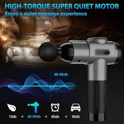 Massage Gun, Deep Tissue Back Massage for Athletes for Pain Relief, Percussion Massager with 10 Massages Heads & Silent Brushless Motor, Valentines Day Gifts for Him Her, Carbon