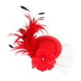 thumbnail image 2 of Ukumplol Women's Fascinators Kentucky Derby Hats for Women Tea Party Hats for Women Wedding Hat Feather Flower Pillbox Hat Tea Headband Clips Fascinators Hats for Women Derby Headband Red One Size, 2 of 6