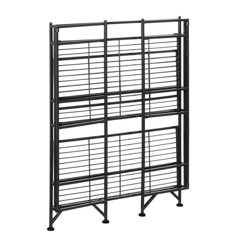 32.5 3 Tier Folding Metal Shelf Black - Breighton Home