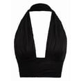 thumbnail image 1 of Women'S Backless Crop Halter Pullover Summer Deep V Neck Sleeveless Vest Black L, 1 of 6