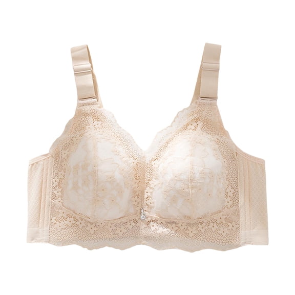 Lixiuxyad Push up Bra Women's New Pattern Ribless Large Strap Jacquard Four Comfort Bra