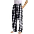 thumbnail image 2 of Mens Pajama Pants Plaid Soft Sleep Lounge Pant Loose Trousers Home Wear Sleepwear Black L, 2 of 7