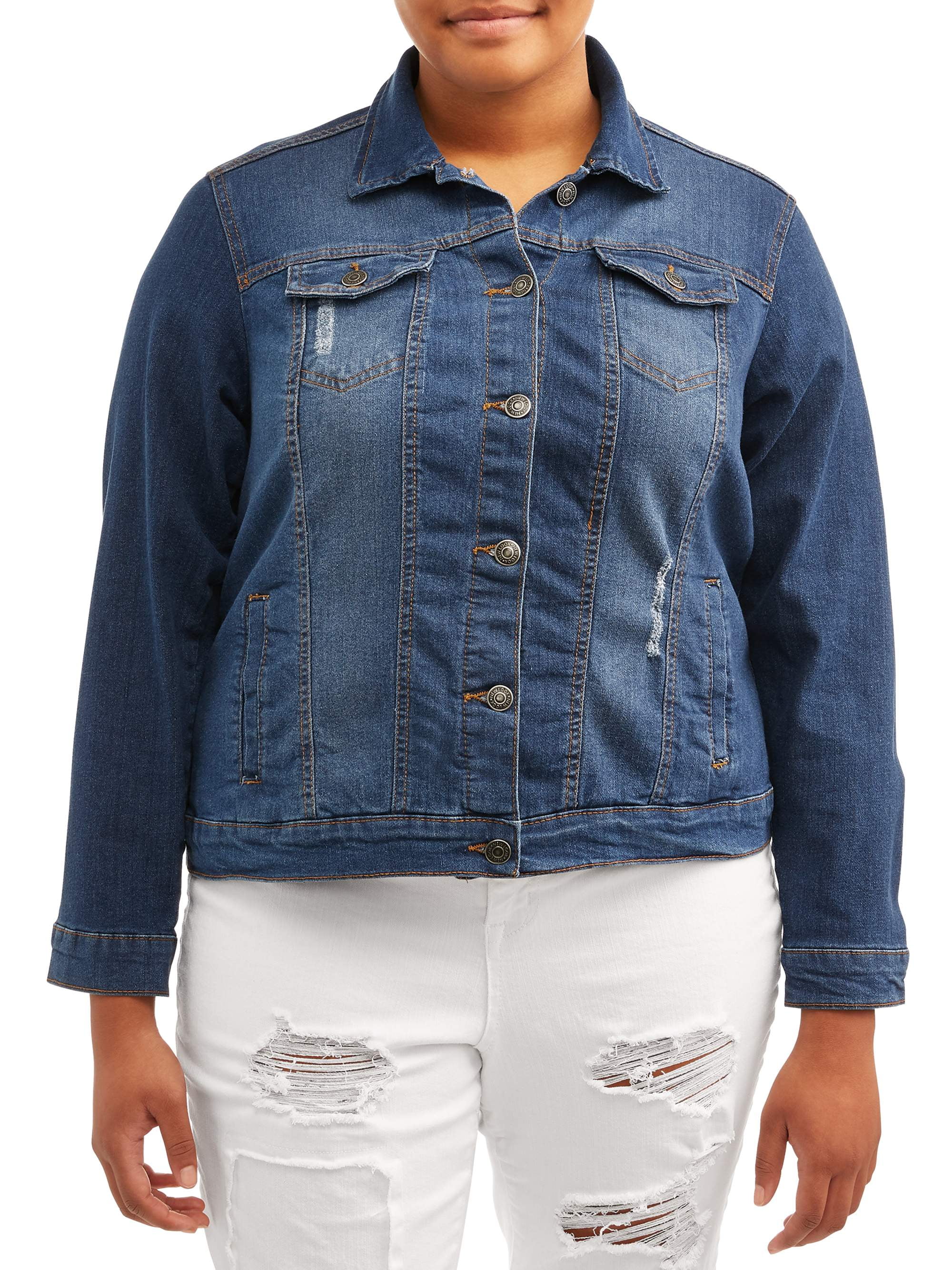 plus size distressed jean jacket