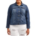 thumbnail image 5 of New Look Juniors' Plus Size Distressed Denim Jacket, 5 of 5