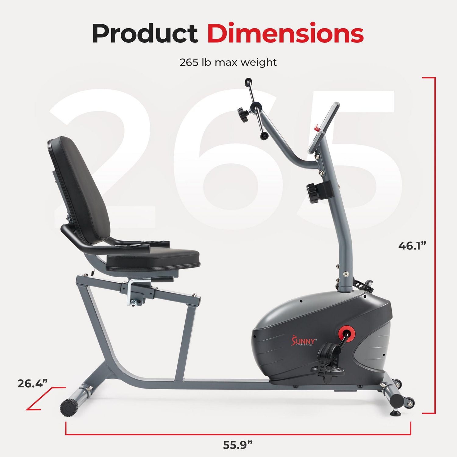 Sunny Health & Fitness Vélo Couché Magnétique Intelligent avec Vélo Manuel - SF-RB423034