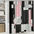 thumbnail image 6 of Orinice Modern Pink Shower Curtain for Bathroom, Grey Black and White Abstract Mid Century Minimalist Geometric Shower Curtains Polyester Fabric Bathroom Decoration Bath Curtains Hooks Included 69x72, 6 of 7