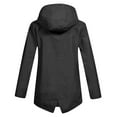 thumbnail image 5 of RYRJJ Rain Jacket for Women Lightweight Long Hooded Raincoat Waterproof Outdoor Travel Hiking Windbreaker Trench Coats(Black,M), 5 of 8