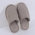 thumbnail image 2 of Utoimkio Flat Sandals for Women Summer Couple Casual Linen Open Toe Stripe Comfy Casual Flops Soft Home Shoes, 2 of 5