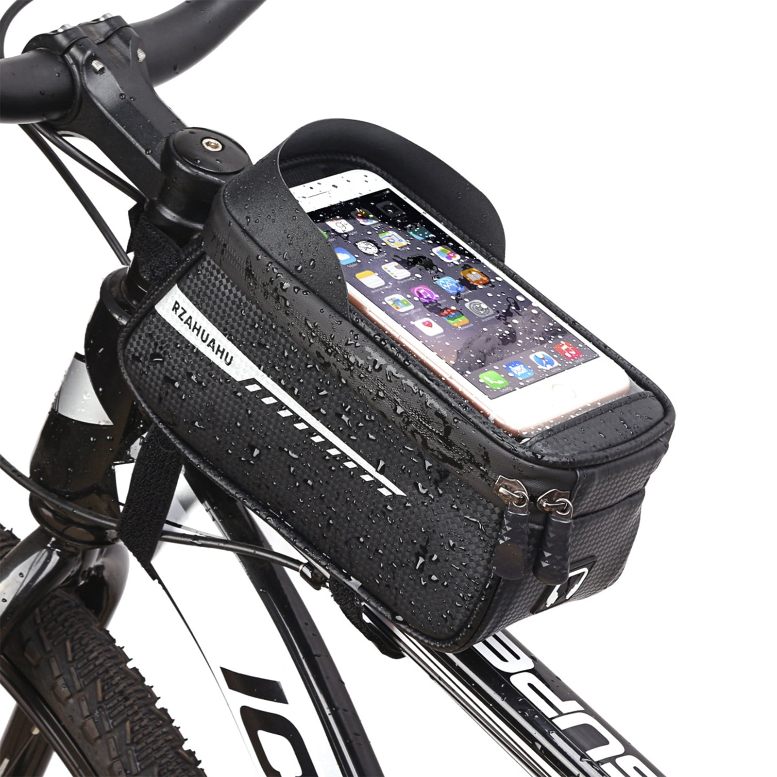 Damial Bicycle Frame Bag Bikes Accessories. 6.0 inch Touch Screen Mobile Phone Bag Waterproof Bike Front Tube Handlebar Bag