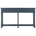 thumbnail image 4 of Antique Navy Console Table Sofa Table - Solid Wood Frame 2 Storage Drawers Bottom Shelf Entryway Living Room Furniture Tool-Free Assembly, 4 of 18