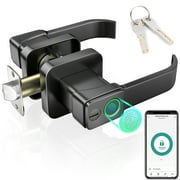 FITNATE Fingerprint Door Lock with HandleSmart Biometric Digital Door Knob Lock with App Control Keyless Entry for Bedroom,Home,Hotel,Office, Black
