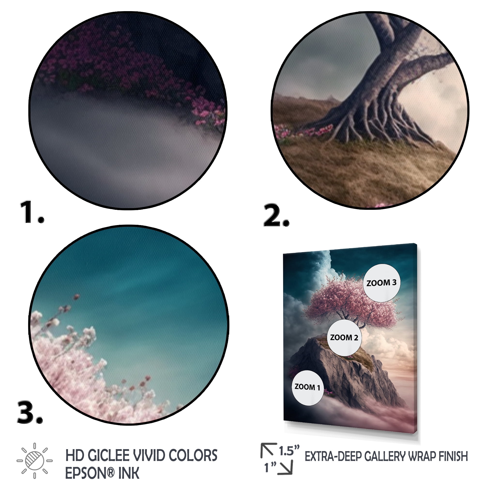 Designart Mountain Top Cherry Blossom III Canvas Wall Art