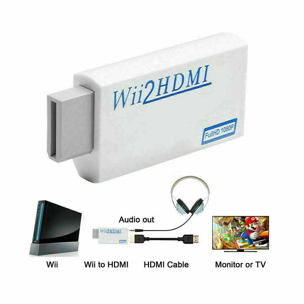 Wii To Hdmi Converter 1080p For Full Hd Device Wii Hdmi Adapter With 35mm Audio Jackandhdmi