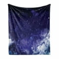 thumbnail image 1 of Space Soft Flannel Fleece Throw Blanket, Dreamy Night Stars Clouds Comets Ethereal Evening Surreal Calm Scene Picture, Cozy Plush for Indoor and Outdoor Use, 60" x 80", Purple White, by Ambesonne, 1 of 6