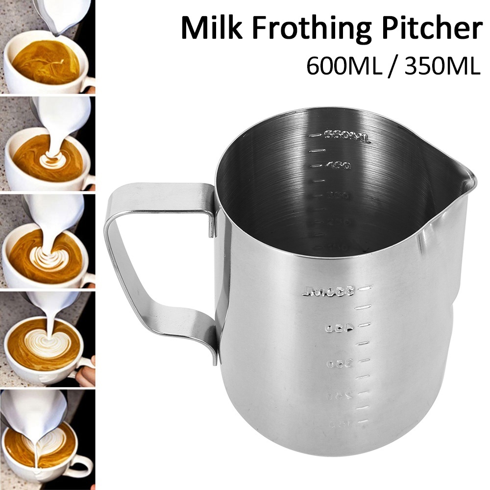 600/350ml Stainless Steel Milk Foam Jug Coffee Mug Craft Coffee Mug Milk Coffee Milk Foam Pot