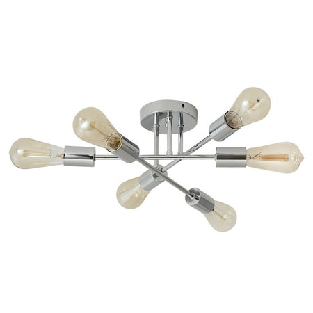 

Tomshine 6 Semi Flush Mount Ceiling Retro Close To Ceiling Fixtures Modern Chandelier E26 Base Socket Holder for Living Room Bedroom Bathroom Kitchen Hallway Entryway