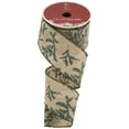 thumbnail image 3 of Northlight Brown with Green Leaves Wired Craft Ribbon 2.5" x 10 Yards, 3 of 5