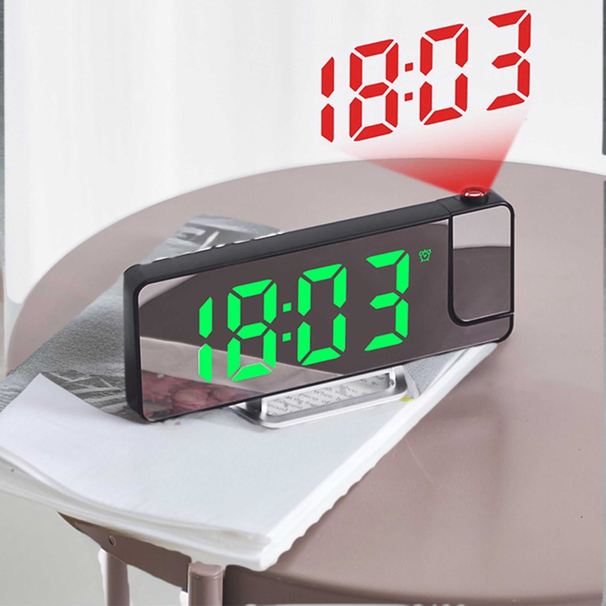 Unique Bargains Digital Dual Alarm Clock with A 180° Rotating Projector 7.5" x 1" x 2.8"