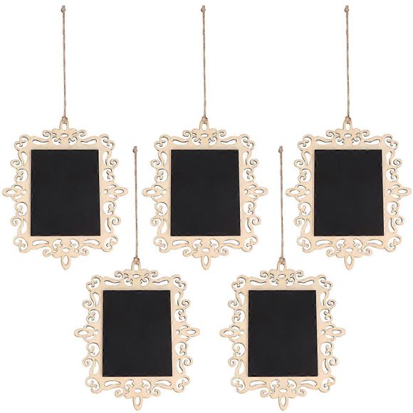 Small Chalkboard Tags Rectangular Shaped Hanging Wooden Blackboard Wordpad Colleague Communication Reminder Messages 5Pcs