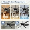 thumbnail image 2 of ALKAFY 84 inch Black Ceiling Fan with LED Light - 8 ABS Blades, 6 Speeds, 3 Color Temps, Bedroom/Living/Kitchen/Dining, 2 of 11