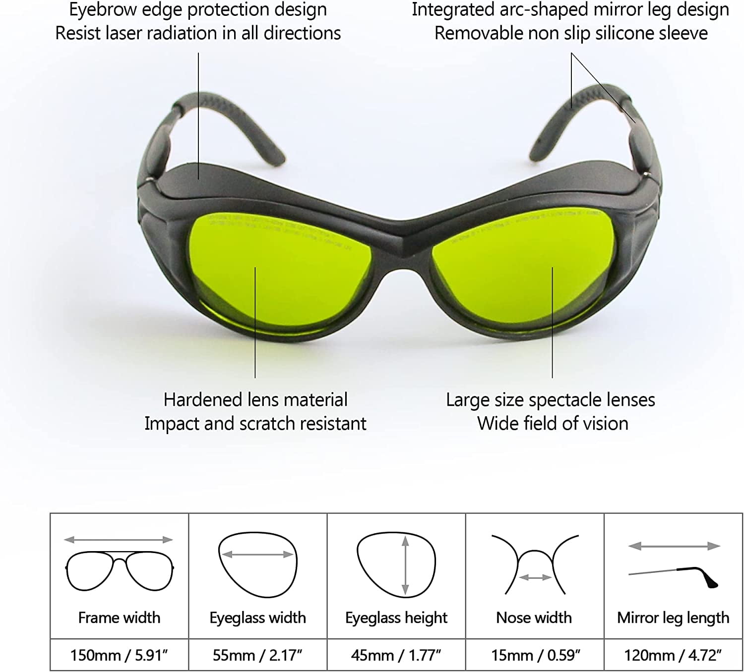 180-420 &740-1100nm Laser Safety Glassess 808nm Laser Engraving Protective Goggles,980nm, 1064nm Industrial Laser Protective Glasses,Professional OD6+ YAG,Semi-Conductor, Fiber Laser Safety Glassess