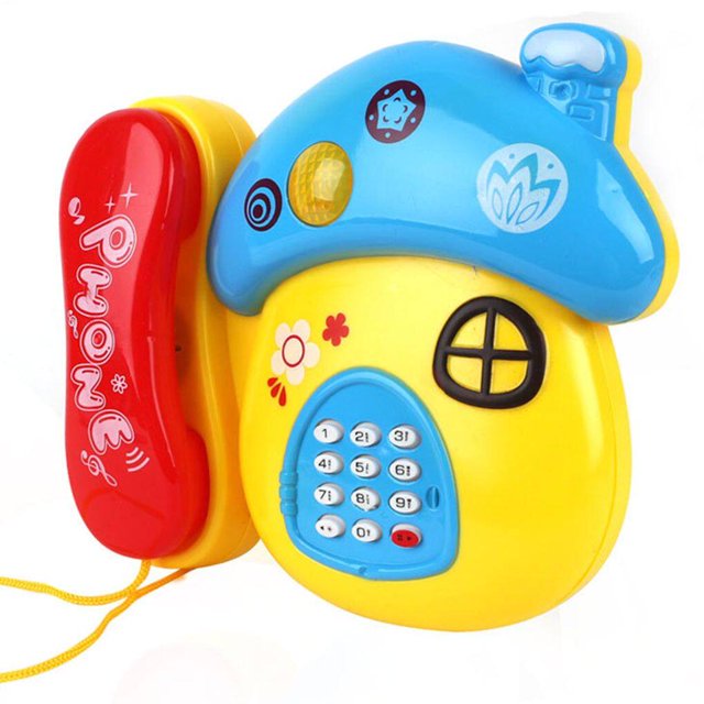 sweethay Color Random Children Cartoon Style Musical Birthday Telephone Toy Gift Powered Multifunctional Battery Educational Type2