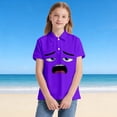 thumbnail image 6 of Bainana Girls Boys Summer Tshirt Cartoon Print Short Sleeve Lapel Collar Shirts Cute Fashion Little Kids School Holiday Casual Dailywear Purple Size 13-14 Years, 6 of 6