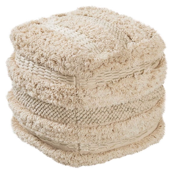 TOV Furniture Yorba Beige Cotton Square Pouf
