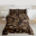 thumbnail image 2 of Homewish Black Brown Rectangle Bedding Comforter Set for Kids, Fashion Buffalo Plaid Twin Comforter Sets, Chic Abstract Reversible Bedding Set, Microfiber Bedroom Decor, 2 Pieces, 2 of 8
