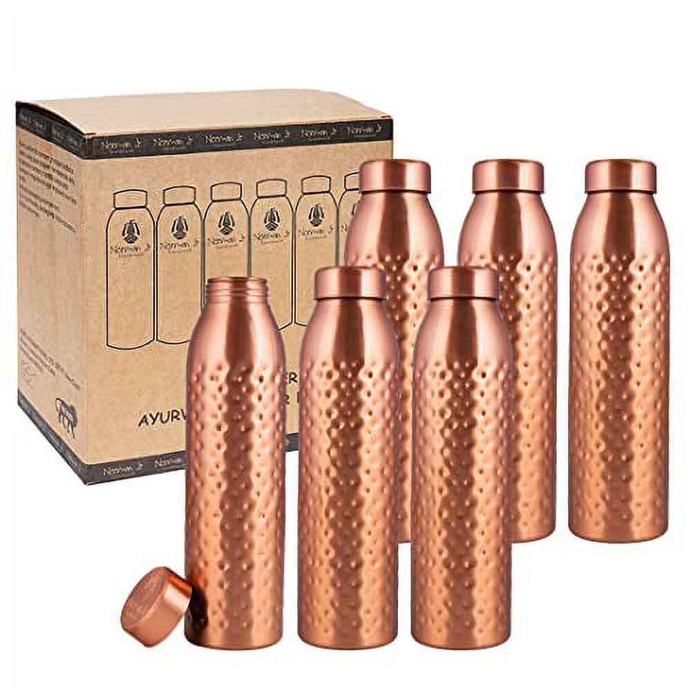 Pure Hammered Copper Water Bottle 34oz - Ayurvedic Health & Leak-Proof For Yoga & Gym