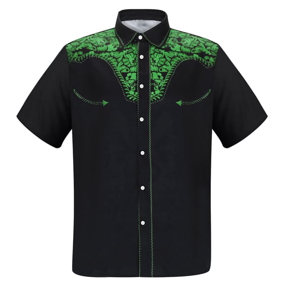 Men's Western Denim 3D Printed Lapel Short Sleeve Shirt Casual Floral Shirt Mens Size Medium Shirts Men Long Sleeve Soft T Shirts Shirts Pack for Men Men T Shirts Pack Embroide Western Shirts