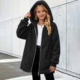 thumbnail image 5 of Ndbuld Girls Fleece Zip up Hoodie Jacket with Pockets Children's Winter Solid Color Leisure Fashion Fleece-lined Warmth Long Sleeve Hooded Casual Outwear Jackets Kids 5-15Years, 5 of 9