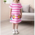 thumbnail image 4 of WIBACKER Toddler Girl Cotton Casual Dress Summer Short Sleeve Appliques Striped Tunic Playwear Shirt Dresses - Bees, 4 of 6