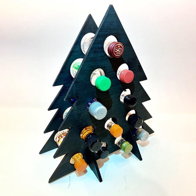 SIfdSeng Elegant and Practical Tree Shaped Wooden Bottle Rack with Circular Hollow Design Suitable for Home Decoration of Collectors Storage and Organization Storage Containers